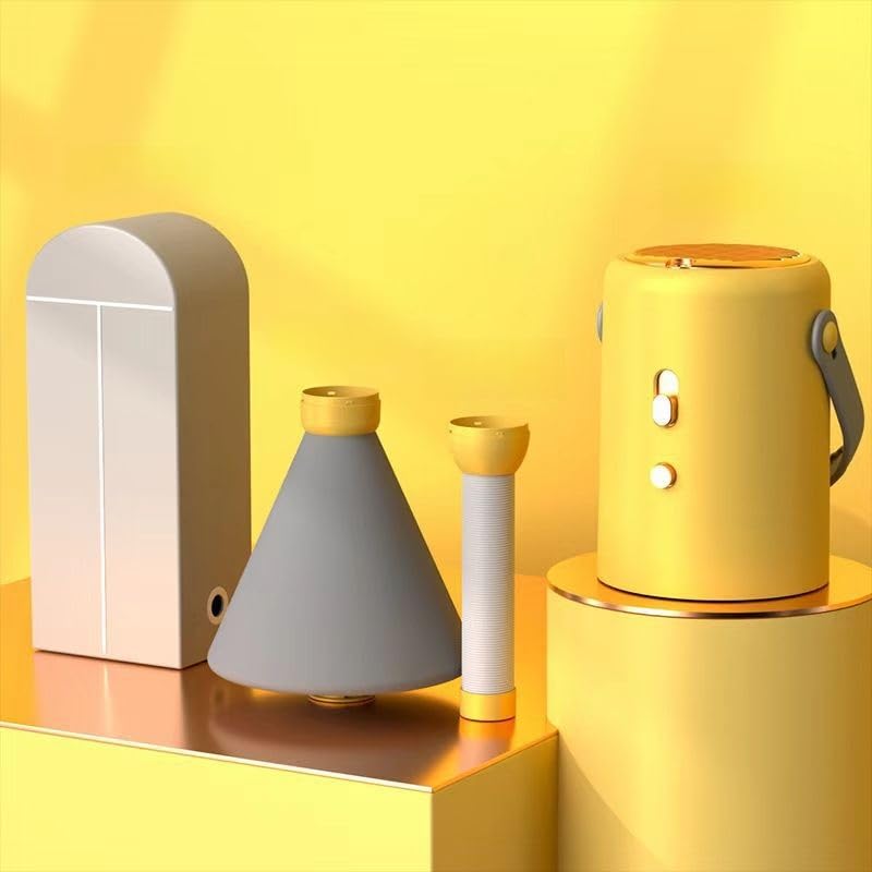 Iuseike 衣類乾燥機、除湿機 ミニ乾燥機、小型でポータブル、多機能、110V、旅行、寝具除湿、冬の暖房、過熱保護、雨天の心配なし、ペットの毛を乾かすことができ、完全な付属品、靴/衣類/人形の乾燥に適しています (イエロー,本体 + 布カバー（小） + 乾燥チューブ + 布カバー（大）) [並行輸入品]